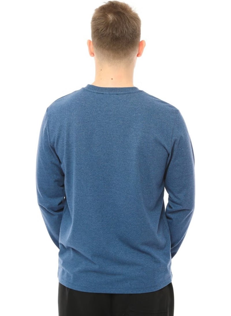 Defy's Men's Long Sleeve Crew Neck T-Shirt Indigo - Image 1